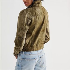 Free People Rumors Denim Jacket in Green Cargo
